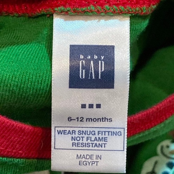 Baby Gap Christmas Pajamas Set Green Red Snowman Bird Holiday Outfit - Picture 4 of 4